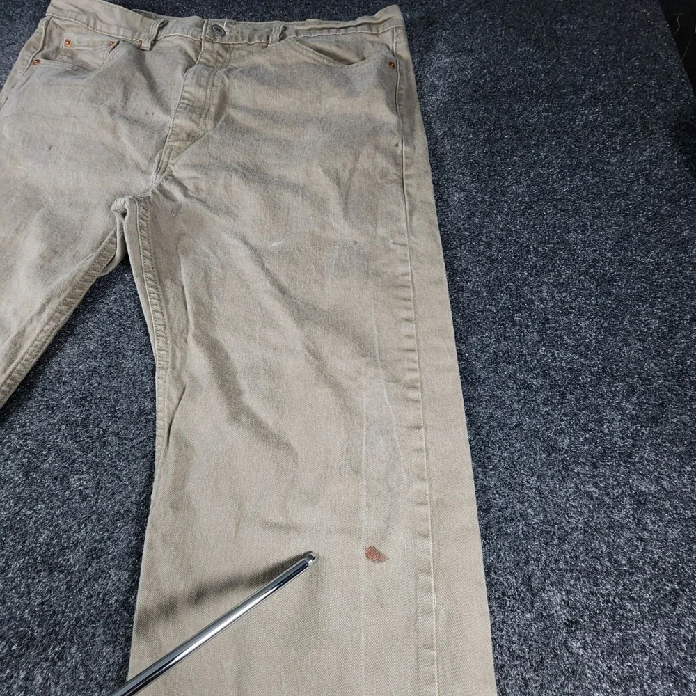 Levi's 505 Regular Fit Jeans Mens 40x32 Khaki Tan Straight Leg Denim Pants